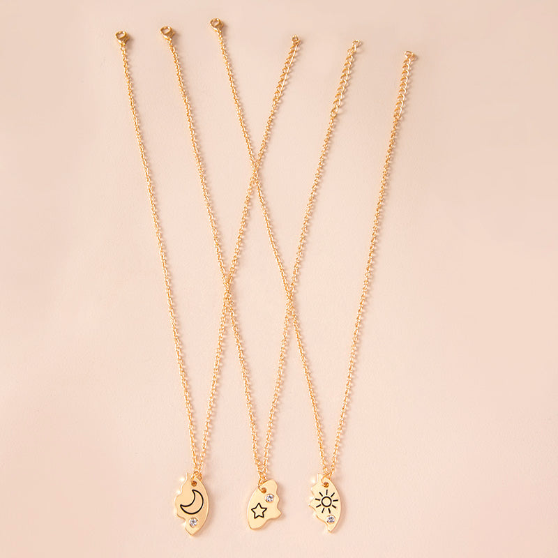 Matching Sun Moon Star Necklace Set