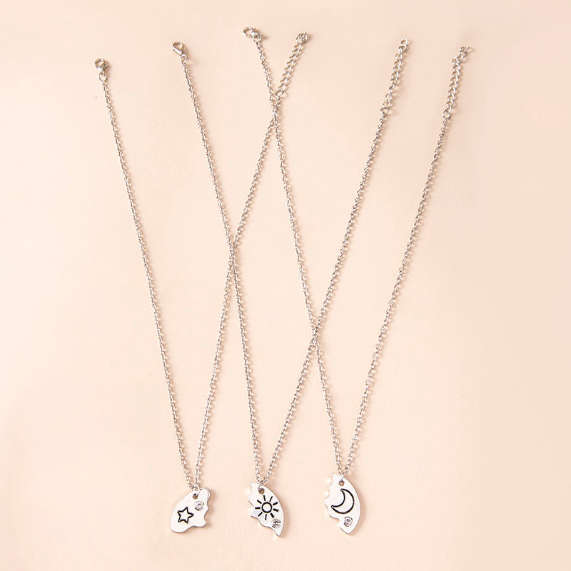 Matching Sun Moon Star Necklace Set