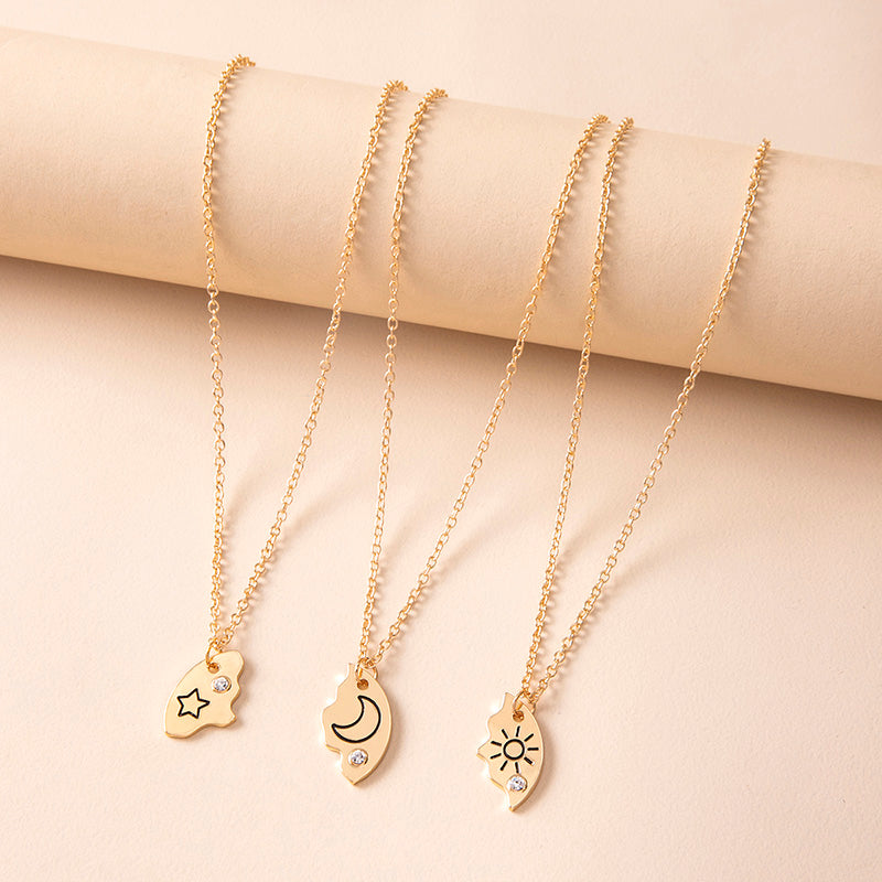 Matching Sun Moon Star Necklace Set