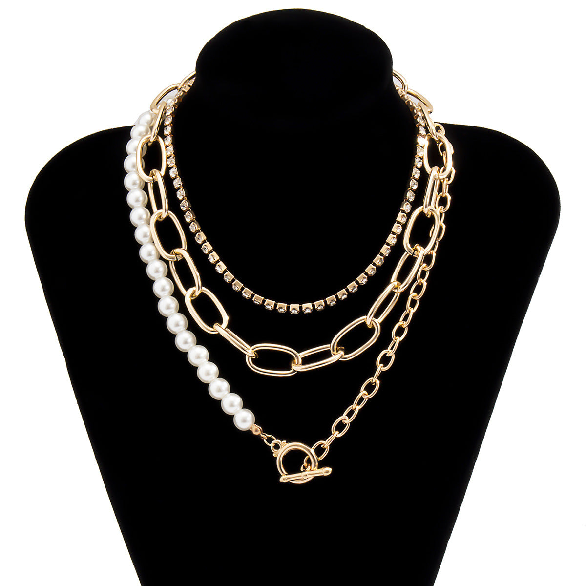 Simple Cross Double Layer Chain Buckle Necklace