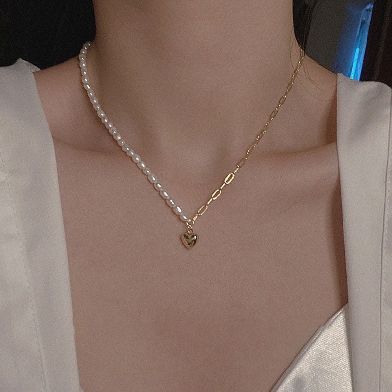 Stitching Pearl Clavicle Chain