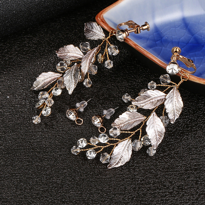 Wedding Bridal Hair Accessories Leaf Earrings