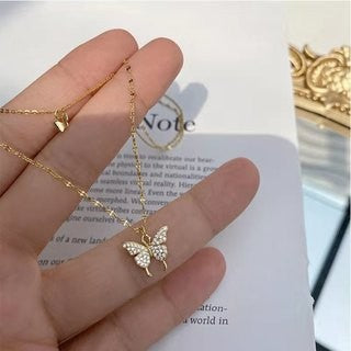 Double Layer Butterfly Sterling Silver Necklace