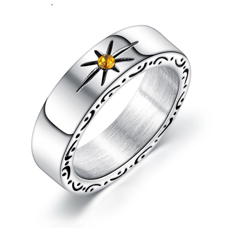 Personality Retro Sun Stainless Steel Ring Men