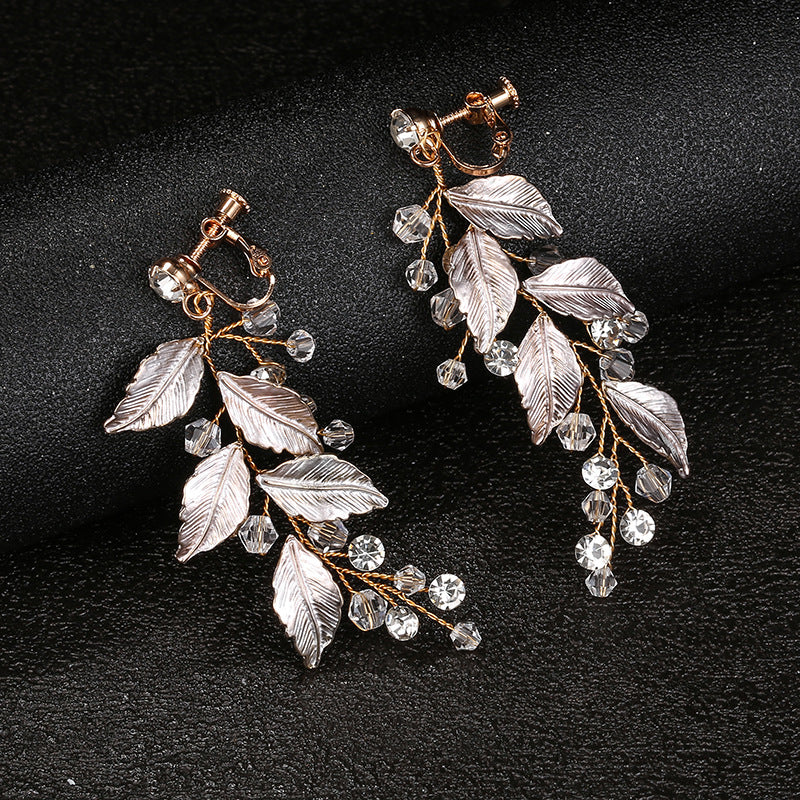 Wedding Bridal Hair Accessories Leaf Earrings