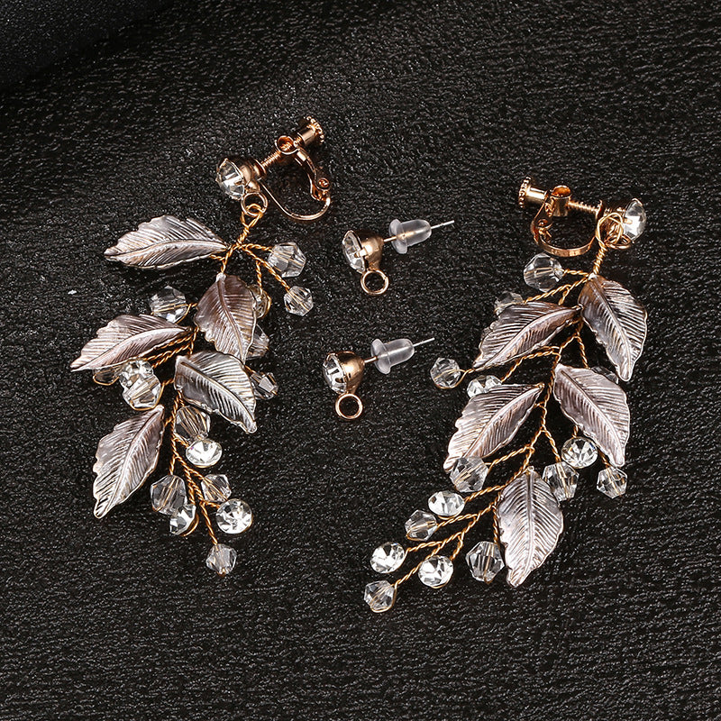 Wedding Bridal Hair Accessories Leaf Earrings