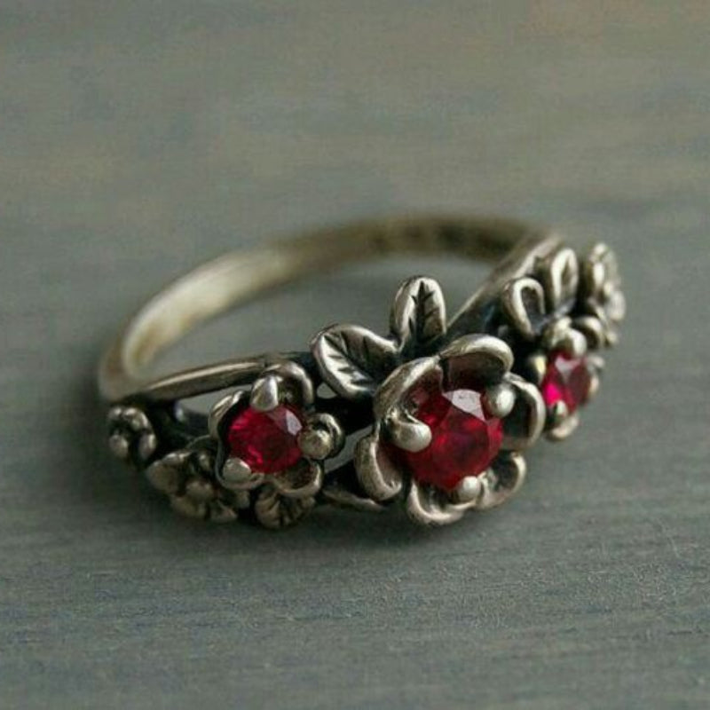 Retro Red Zircon Ring